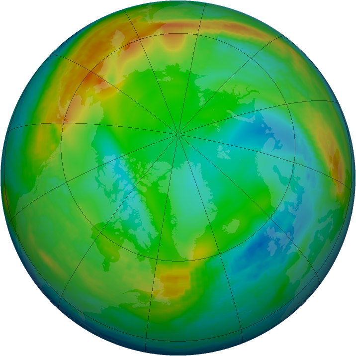 Arctic ozone map for 01 January 1992
